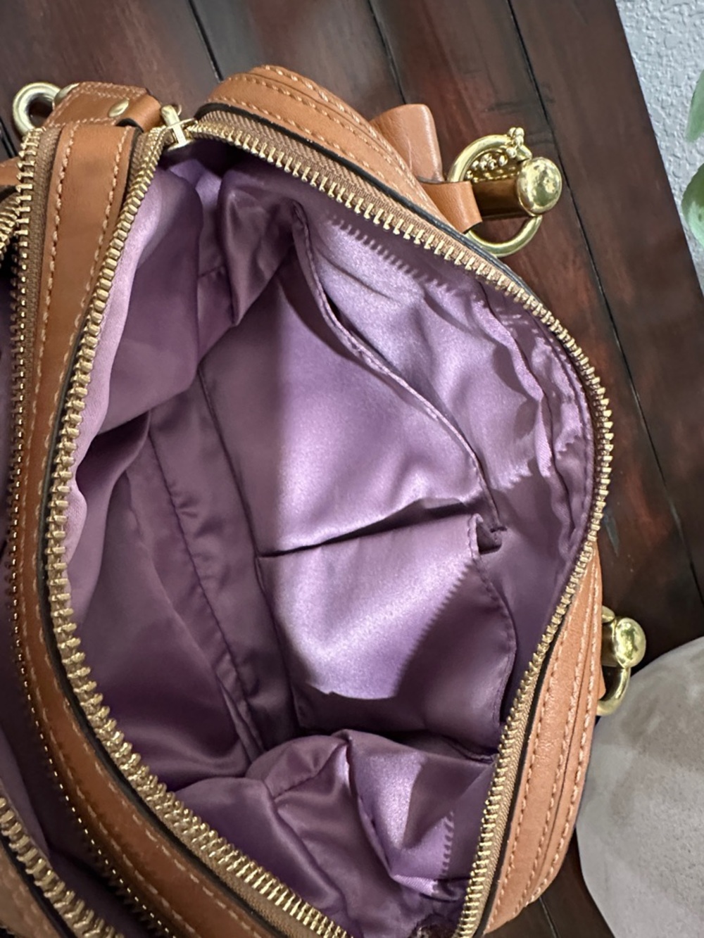 COACH Kristin Tan Leather Satchel with Gold-Tone Hardware - Picture 7 of 16